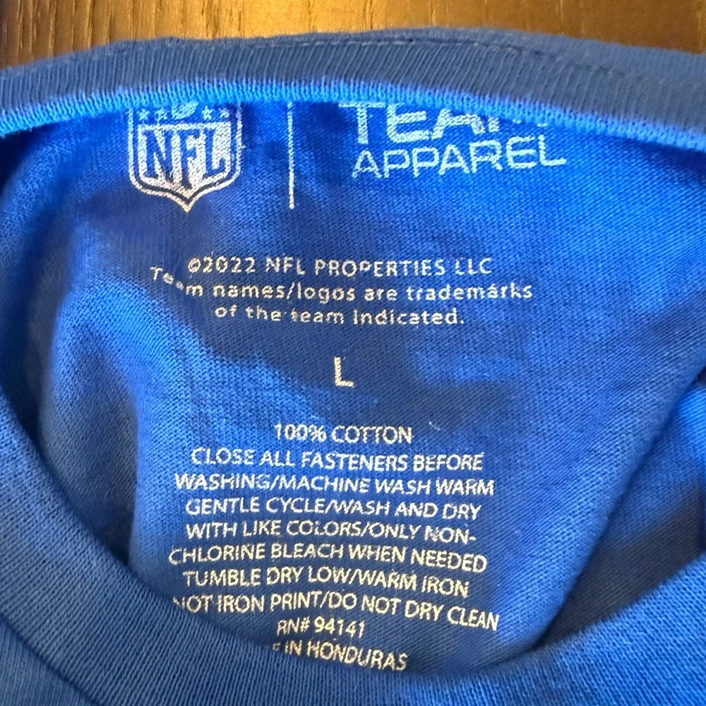 NFL Team Apparel New York Giants Blue Cotton‎ Shirt Size Large